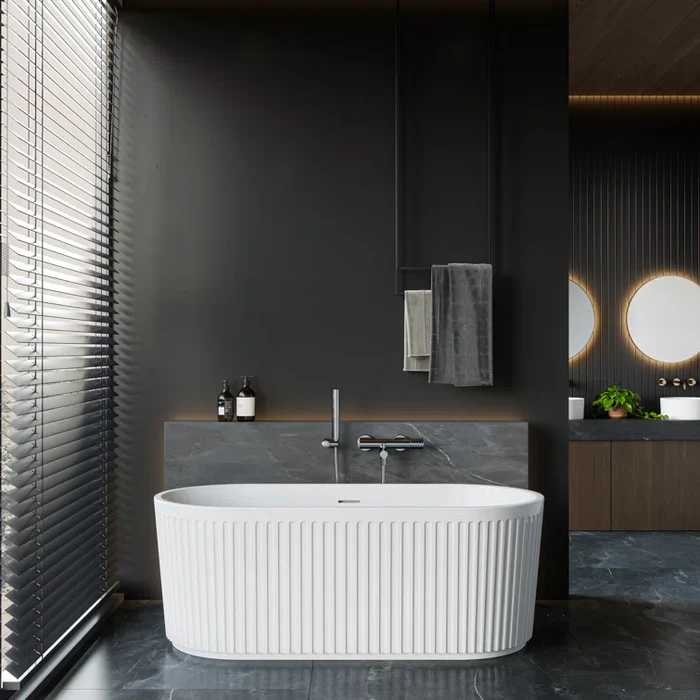 HOROW 2 Person Bathtub 67 inch Freestanding Tub Model TU67 MB
