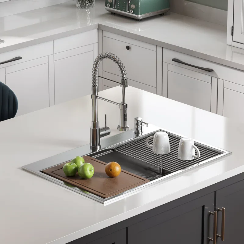 HOROW Stainless Steel Top Mount Sink 33 Inch Drop In Kitchen Sinks Model HR MS3322U L